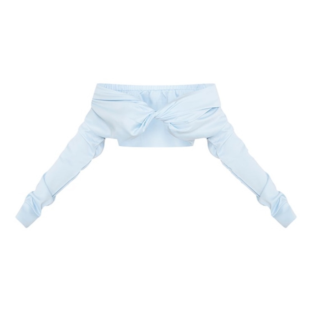 PrettyLittleThing Blue Crop Top Blouse